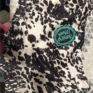 Cow Print Fringe shorts